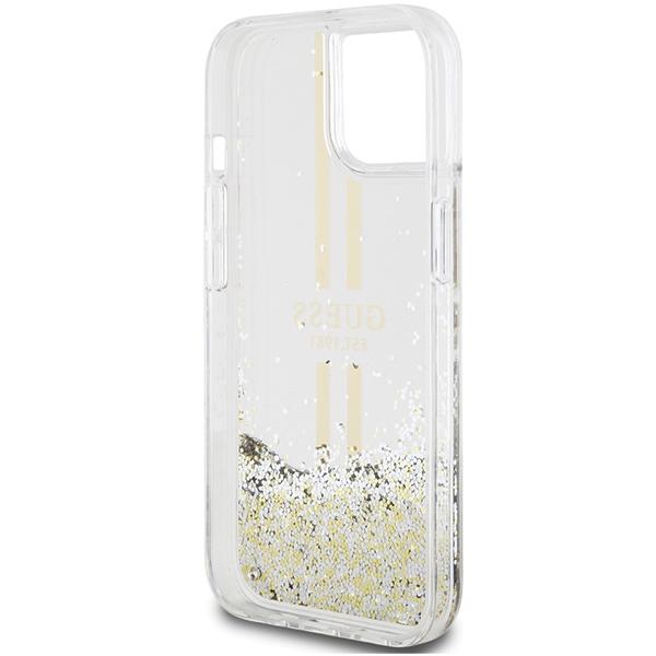 Guess Guhcp15Mlfcsegt Iphone 15 Plus /14 Plus 6.7 Transparent Hardcase Liquid Glitter Gold Stripes