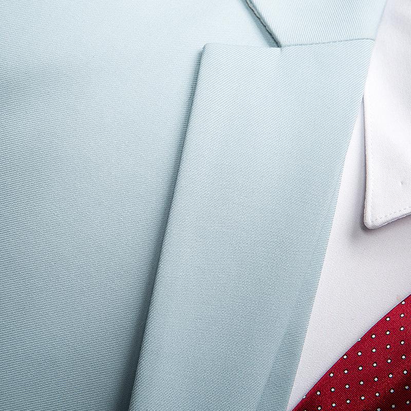 Men's Year-Round Solid Color Business Casual Two-Button Suit Three-Piece Set, Plus Size Options Available