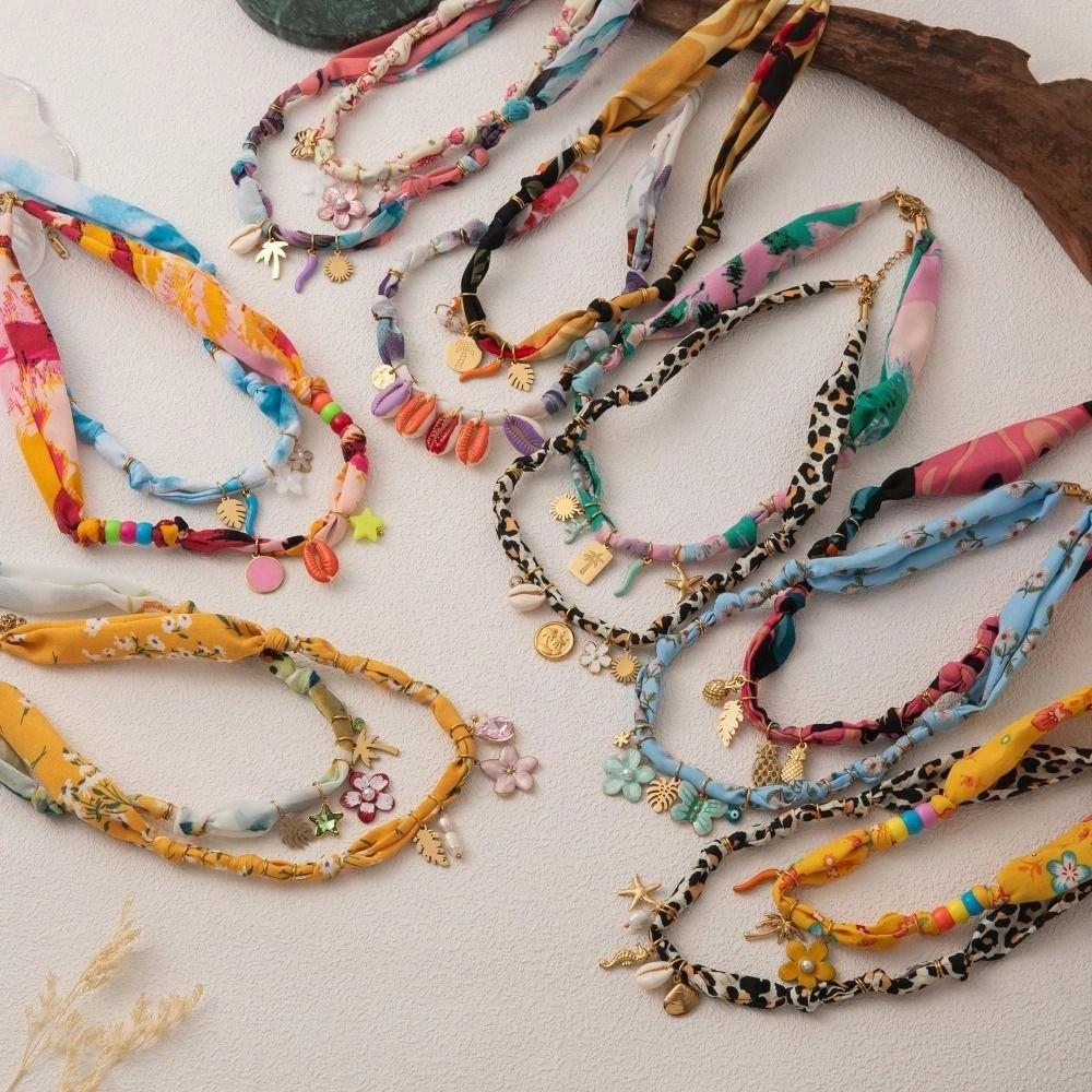 Love Heart Beach Ocean Series Necklace Flower Dopamine Necklace Vintage Cloth Chain Necklace  Male
