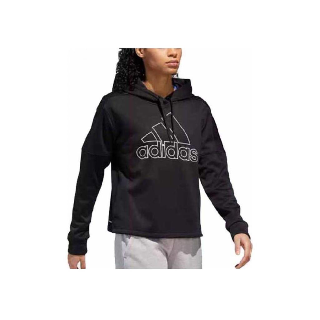 adidas Casual Versatile Short Hooded Sweatshirt Women Sweatshirts Black DH8189