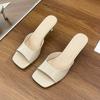 Dameslippers Høyhælte Slippers Damesandaler Nye Sommerslippers Tynne Hæler Firkantede Tær Sexy Uteslippers Chanclas Mujer