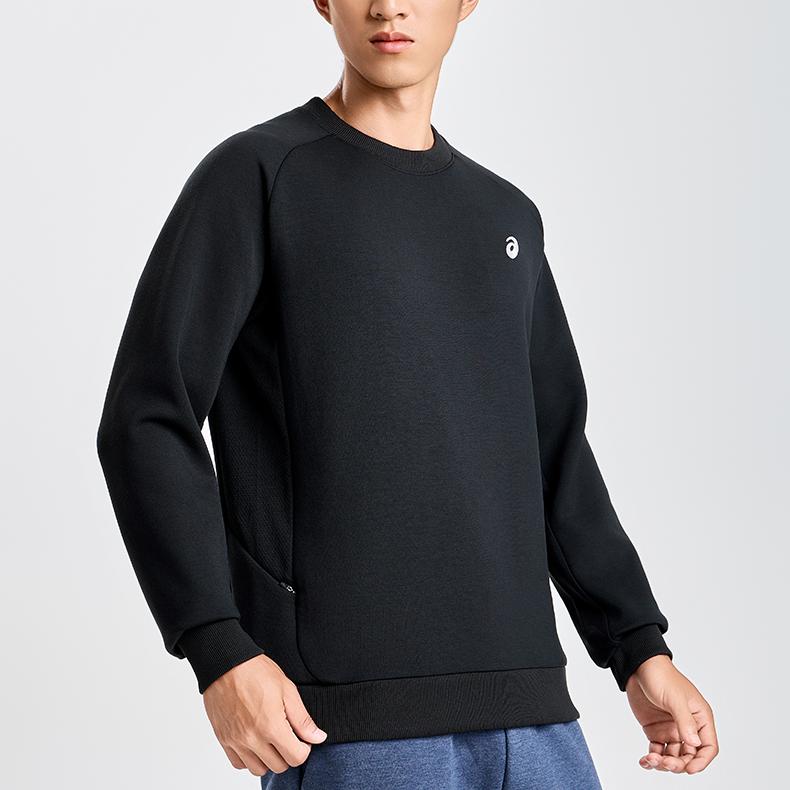 Asics Mens Running Reflective Night Vision Moisture Wicking Quick Dry Pullover Crewneck Sweatshirt Men sweatshirt Black 2031E859-001