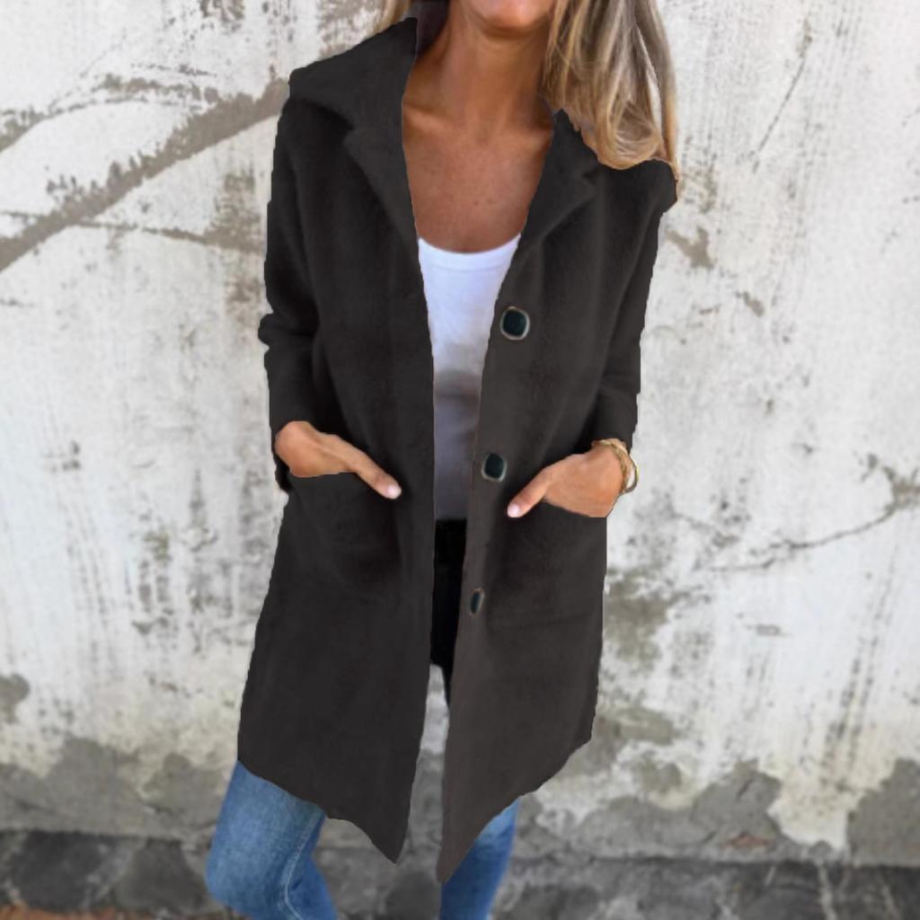 YYFS Damesmode Casual Effen Kleur Print Herfst Winter Lange Mouw POLO Hals Jassen & Jassen