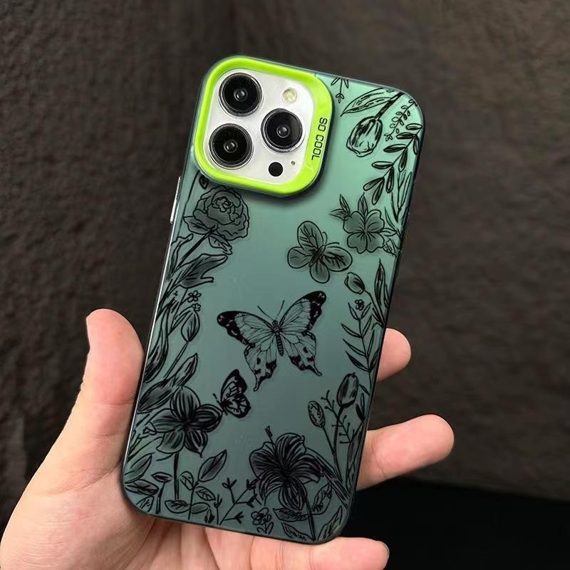 Blume Schmetterling Apfel 16 Handyhülle xsmax Acryl 15pro Apple 13 trendiges Mädchen 12 stoßfest 11 Hartschale x