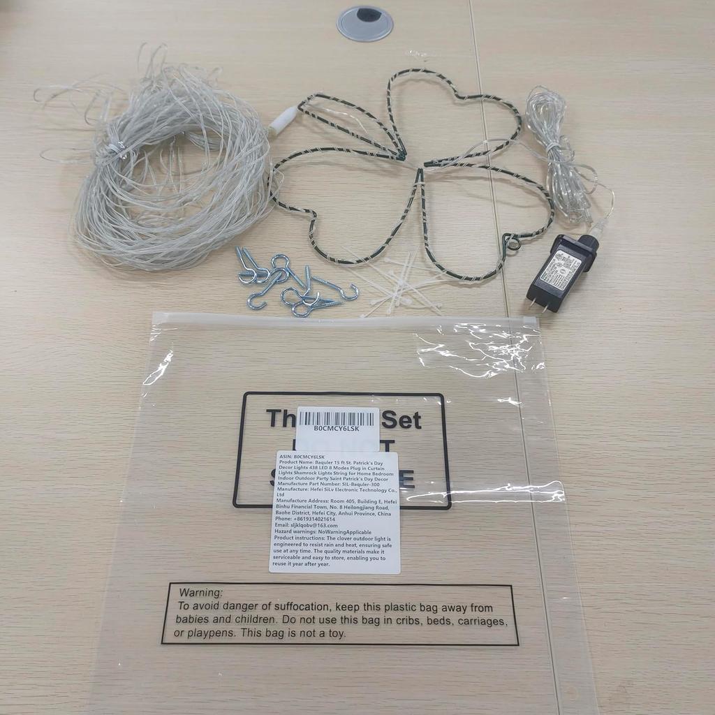 15 ft St. Patrick's Day Decor Lights 438 LED 8 Modes Plug in Curtain Lights Shamrock Lights String for Home Bedroom Indoor Outdoor Party Saint