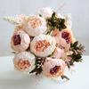 13 Heads Artificial Flower Silk Fabric Realistic Peony Bouquet with Soft Touch Home Wedding Display Office Decoration