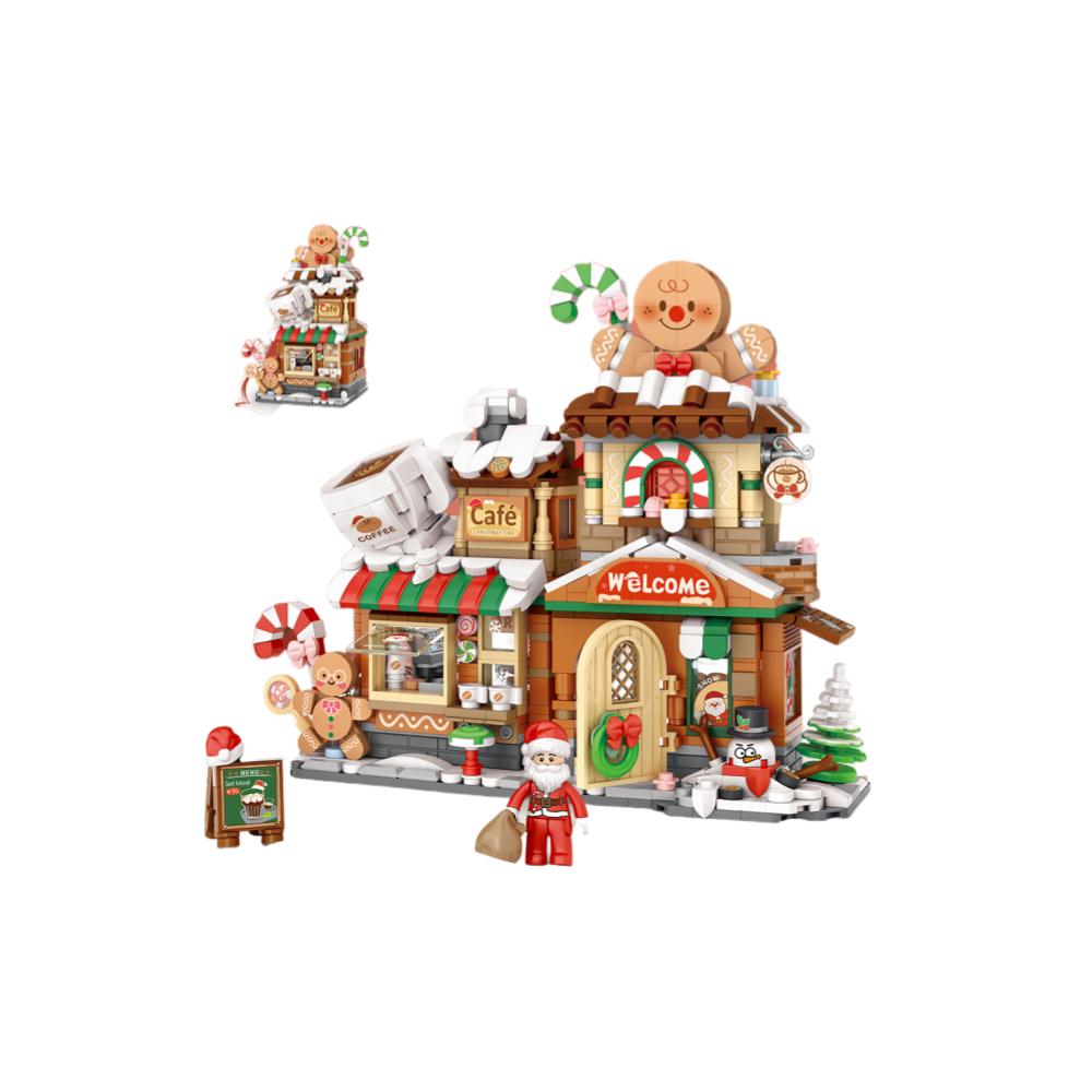 LOZ Christmas gift, folding street gingerbread house DIY building model assembly, building blocks toys, children's holiday gift