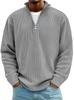 Men's Corduroy Long Sleeve Polo Sweatshirt Stand Collar Zip Neck Vintage Casual Top