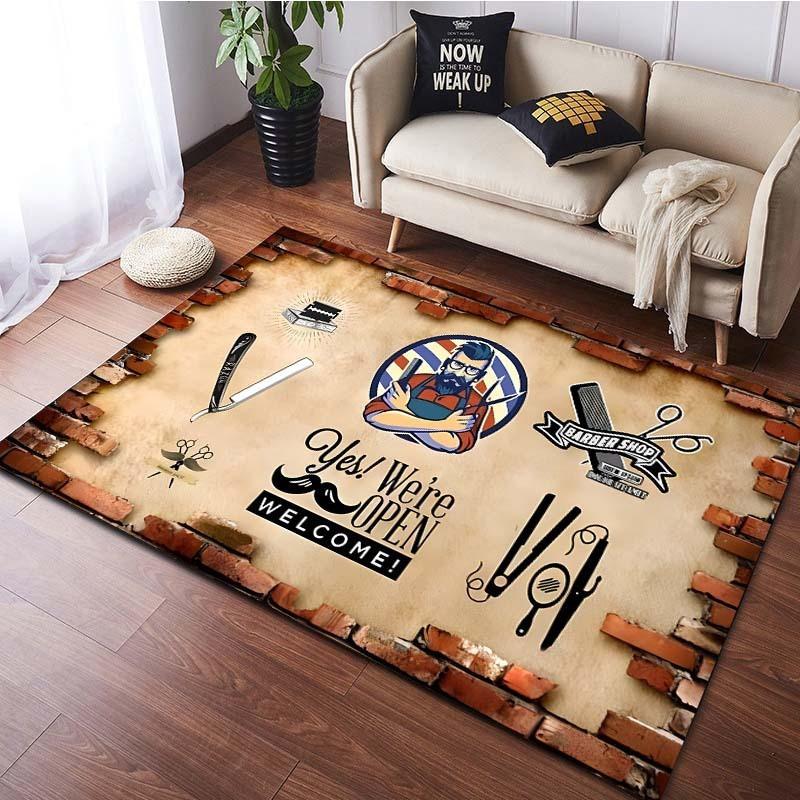 

Retro Creative Barber Elk Print Large Carpet Anti-slip and Wear-resistant Soft Mat for Living Room and Bedroom Rug Easy To Clean 40x60cm