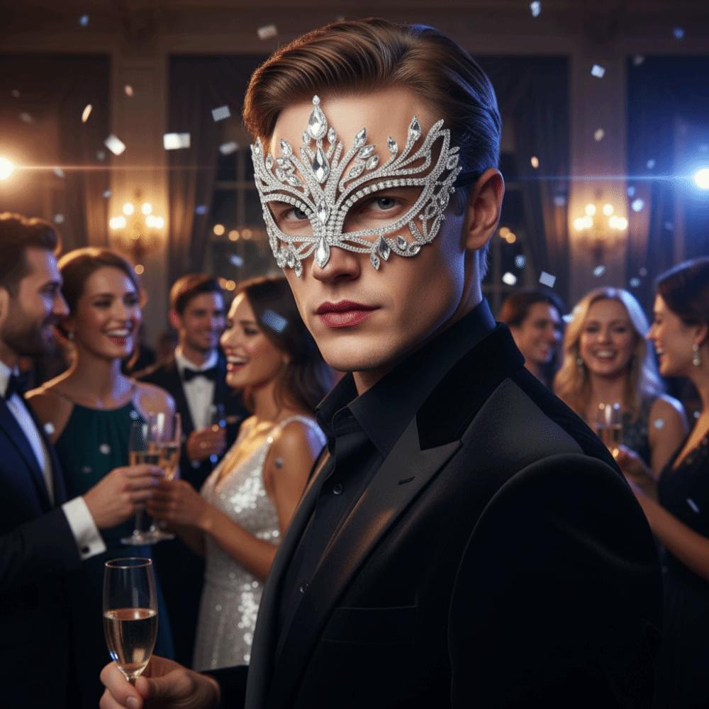 Exaggerated Crystal Mask Shiny Rhinestone Face Mask Bling Bling Mask  Costume Party