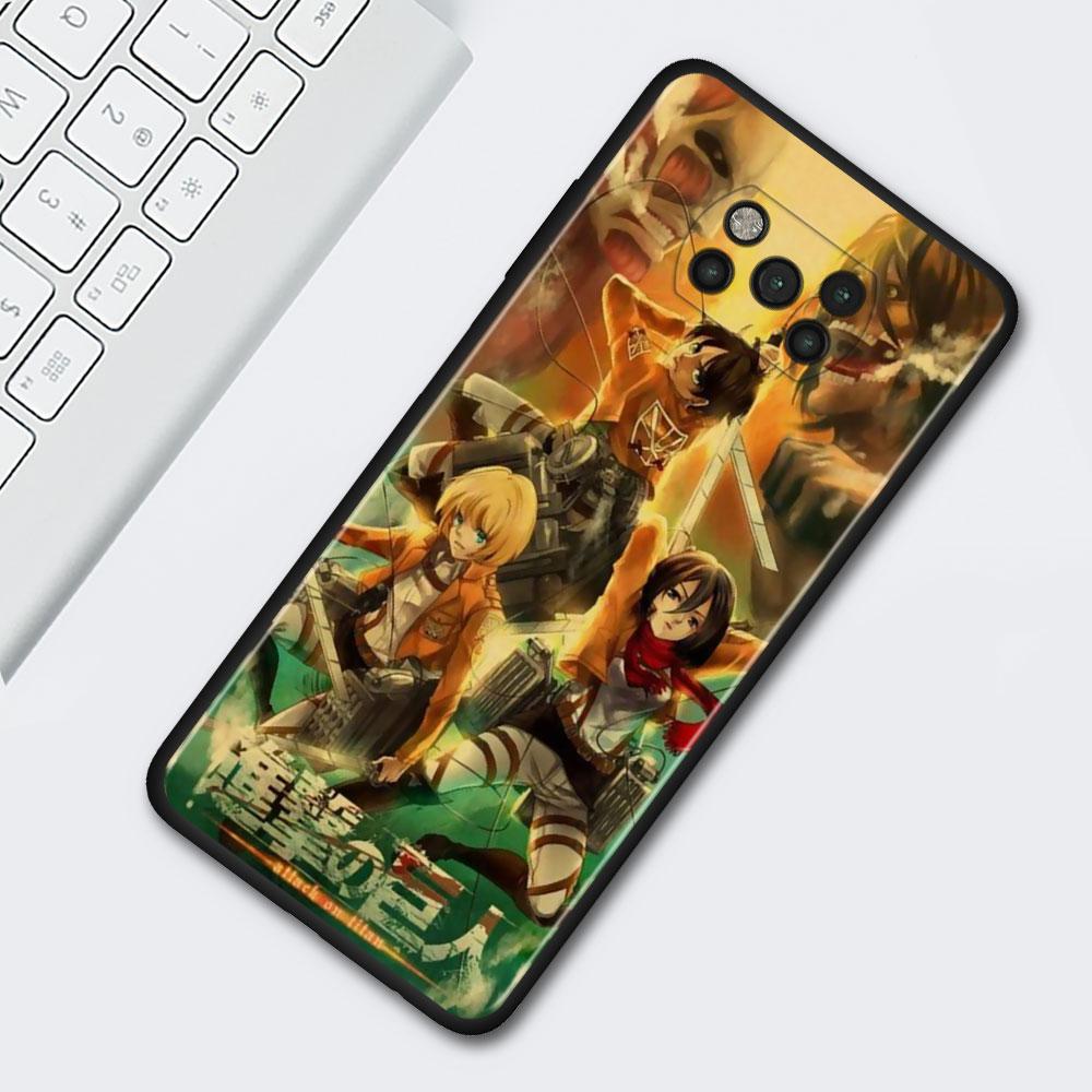 Anime Japanese Attack On Titan Case For Xiaomi Mi Poco X3 M3 Pro X4 NFC F3 GT Pocophone F1 Black TPU Soft Cover Cellphones Capa