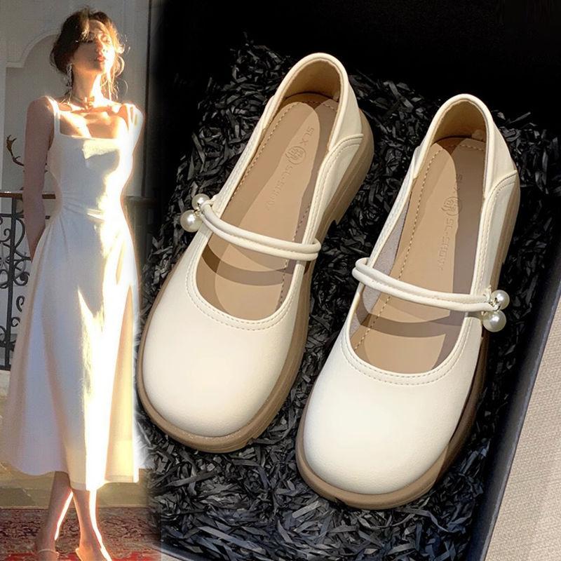 Mary Jane shoes flat single shoes women's autumn 2025 new one-pedal women's shoes with skirts, evening breeze gentle small leather shoes