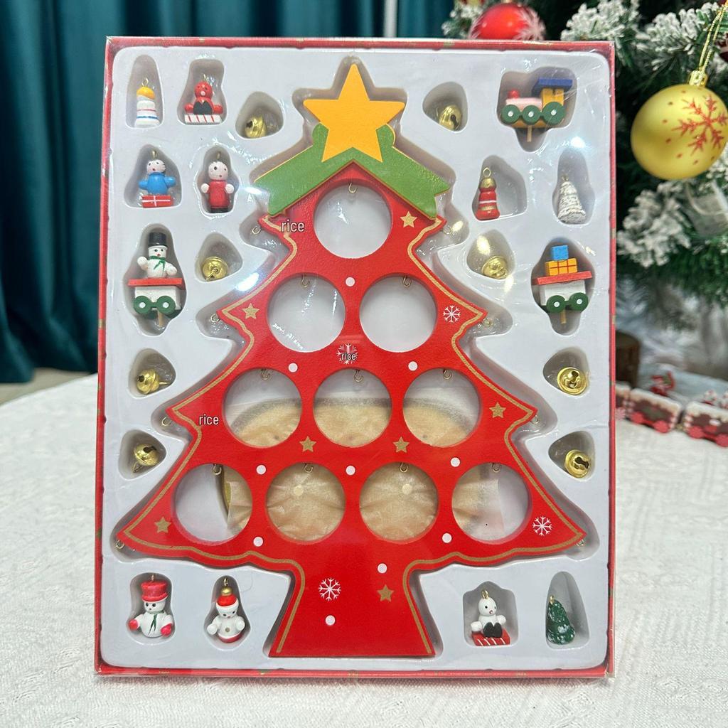 Wooden Christmas Tree Tabletop Display and Mini Figurines - Creative Gifts for Kids