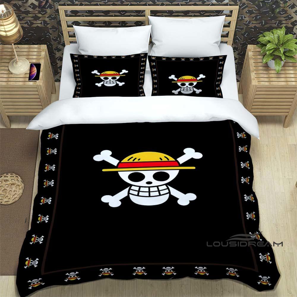 ONE PIECECartoon Monkey D. Luffy Bedding Set (duvet Cover and Pillowcases), Extra-large/large Size, Machine Washable, a Holiday