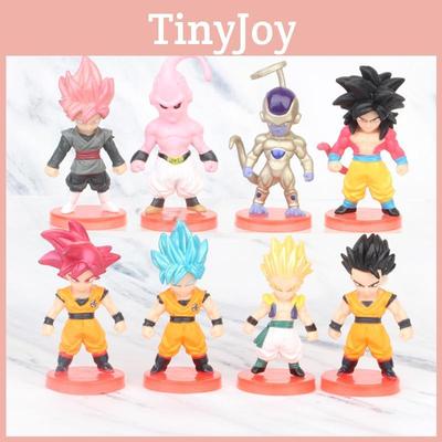 Dragon Ball Akční figurka Roztomilý Buu Super Saiyan Blue Red Black Goku Dekorace do auta Slepá krabička PVC materiál
