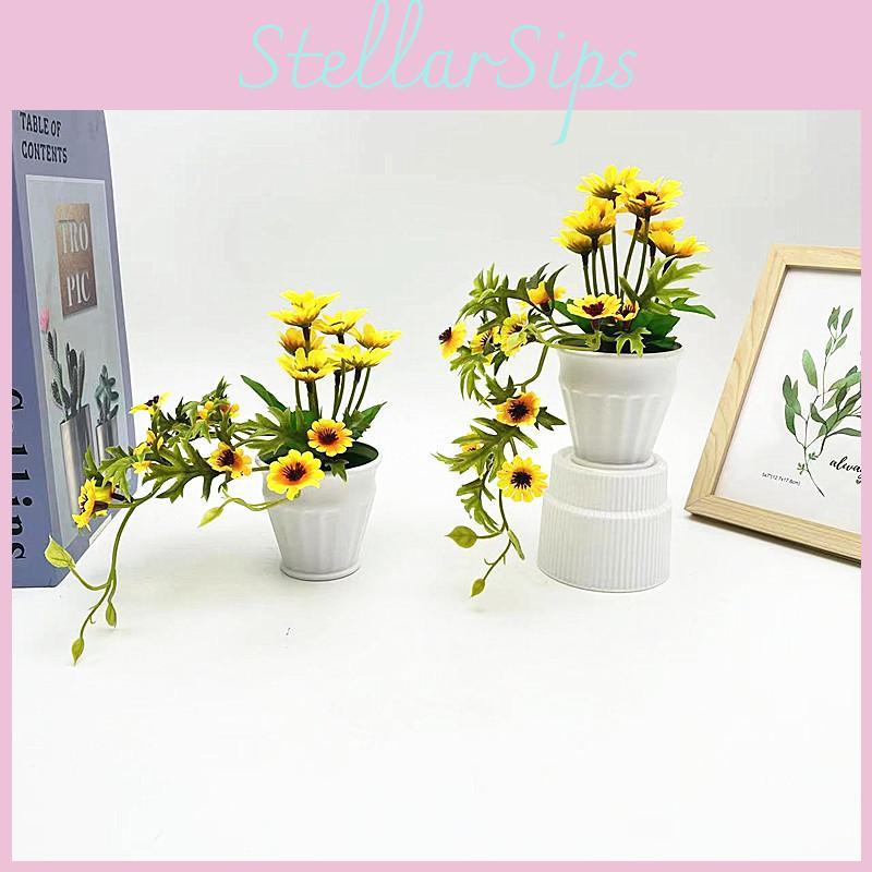 Green Sunflower Faux Plant Round Pot Patio Wedding And Photography Prop Settings