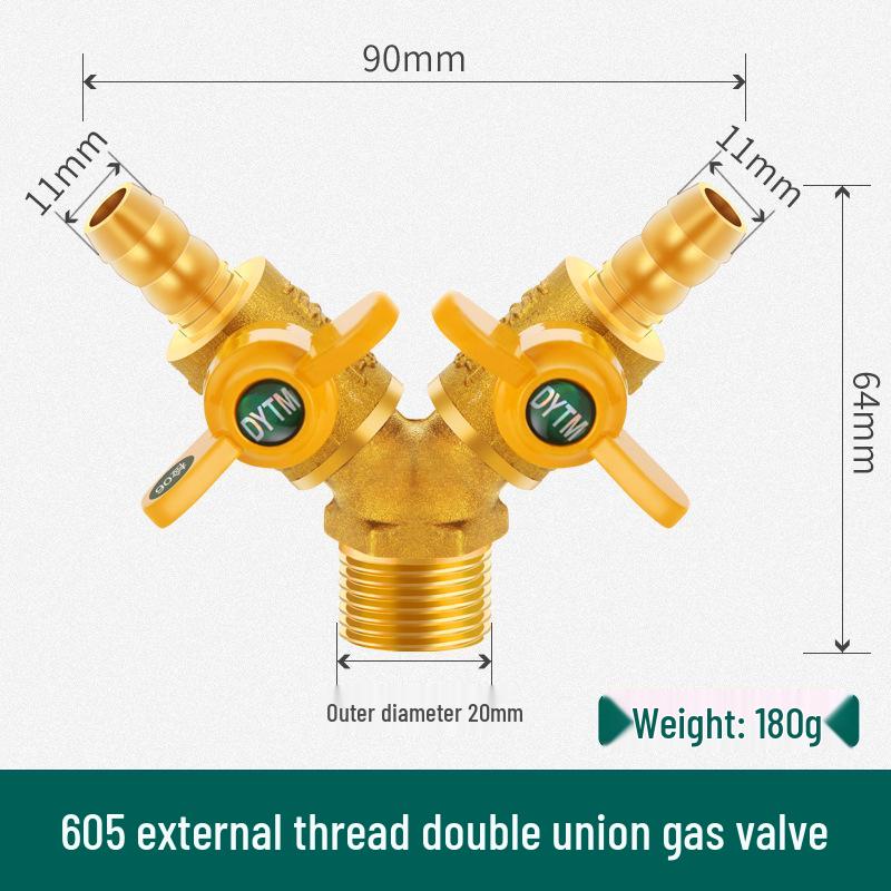 Shieldyun Gas Three-Way Valve with Switch for Natural Gas Meter Pipeline - Ball Valve Connector