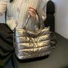 Casual Cotton Bag Winter New Embroidery Thread Space Cotton Shoulder Handbag Fashion Casual Glossy Messenger Bag