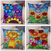 Children Oil Painting Art Cushion Cover Both Sides Plush Pillow Case Decor Cartoon Plant Throw Pillowcase for Sofa Home Car