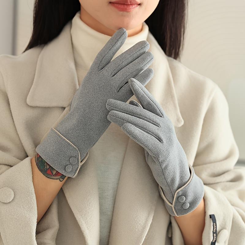 1 Pair of Warm Gloves Suitable for Women's Winter Fleece-Lined Windproof and Cold-Resistant Touchscreen Cycling Driving Fingerless Mittens