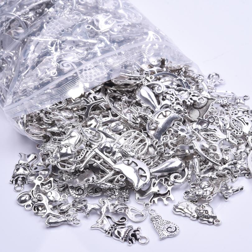 10/20/30/50/60/100pcs Antique Silver Color Animal Cat Charms For Jewelry Making Bulk Cartoon Pendant Handmade Keychain Materials