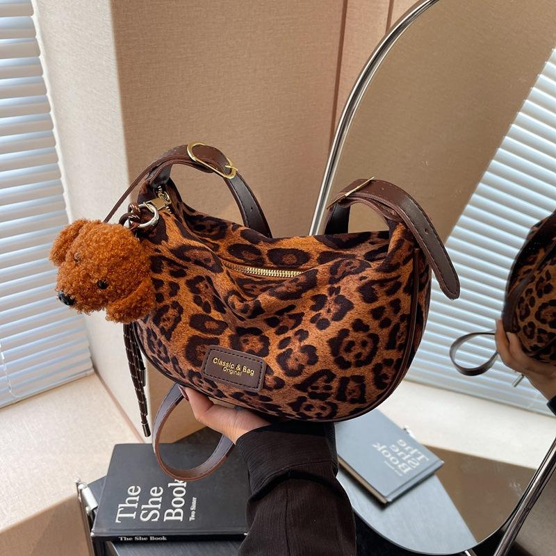 Fashion Leopard Print Dumpling Bag Women's New Trend Versatile Shoulder Bag High Sense Commuter Messenger Bag