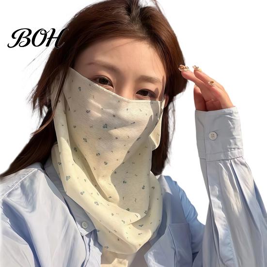 Face Neck Sun Guard Women Protection Mask, Cotton Dot Print UV Foldable Portable Gaiter Cover, Scarf for Driving Cycling Camping Outdoor Travel