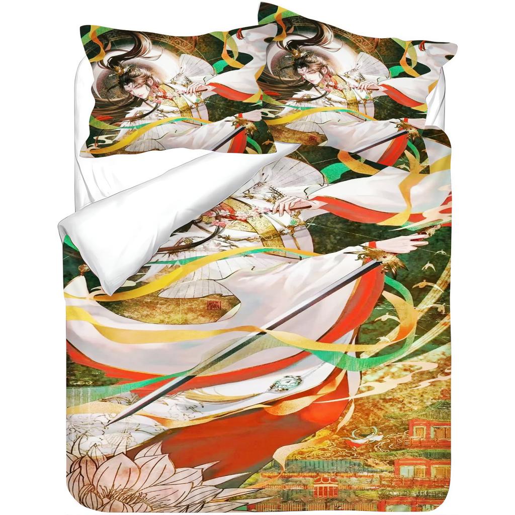 Heaven Official's Blessing Anime Bedding Set, Polyester Digital Print Duvet Cover, Zipper Closure Machine Washable Kids Decor