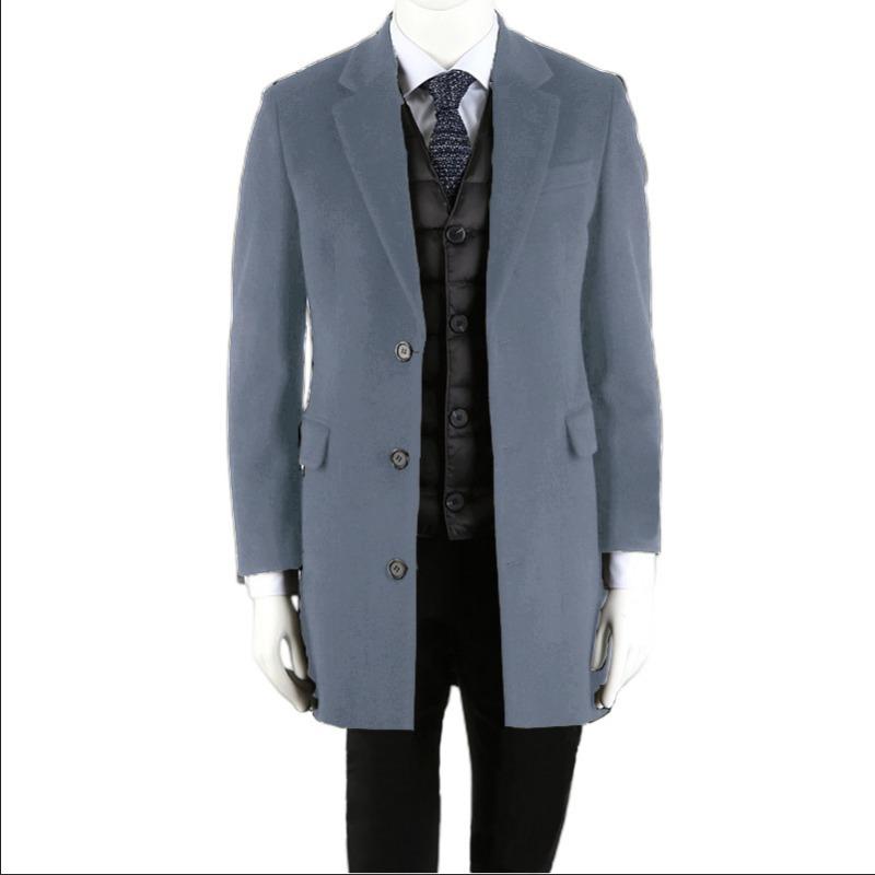 

New large size woolen men s coat jacket woolen trench coat M серый