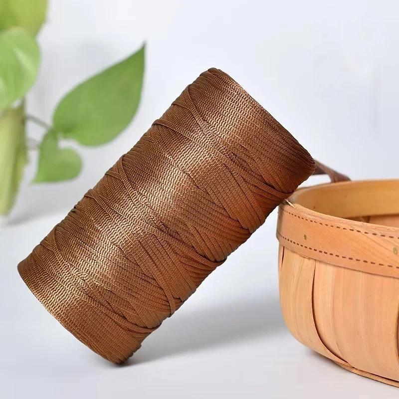 250g/Roll 2.5mm Ice Silk Thread Summer Crochet Yarn for DIY Knitting Bag Shoes Flat Hollow Yarn Hand-knitted Thread Supplies