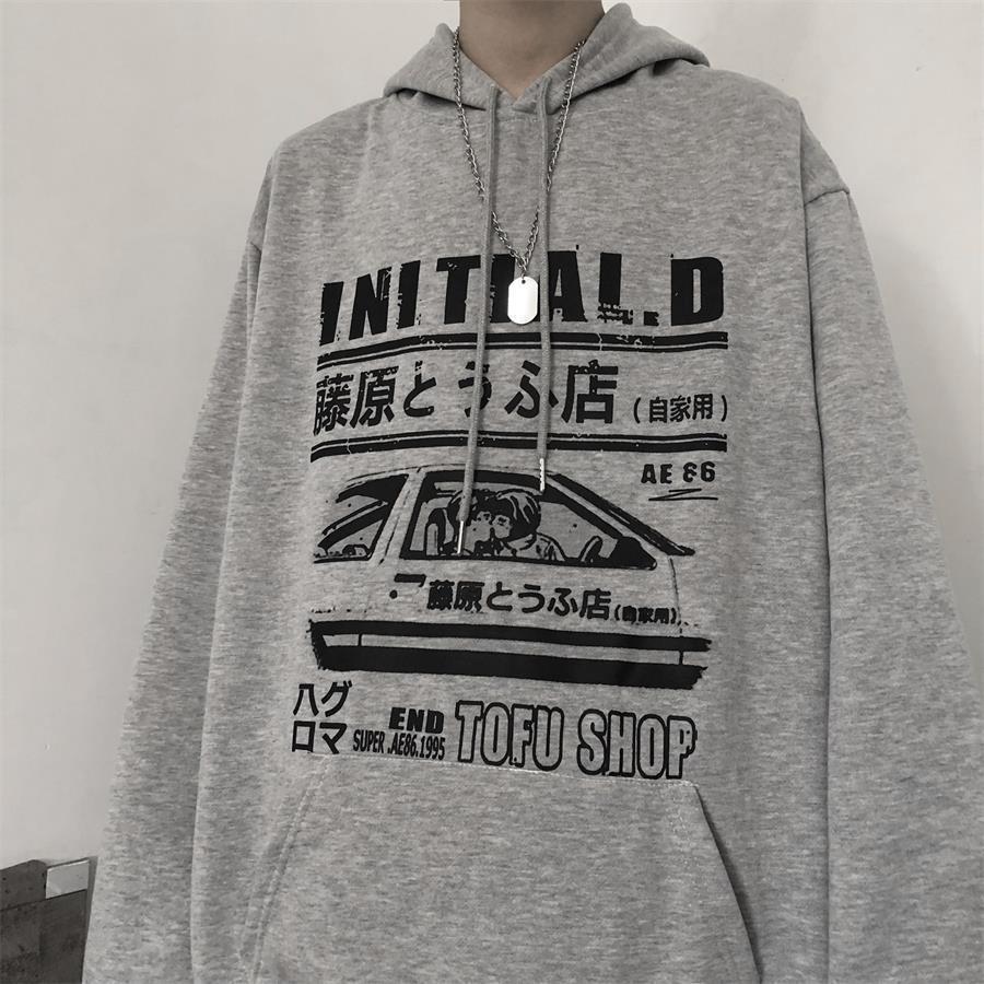 Diablo Graffiti Smiley Print Sweater Men's Street Fleece-lined Thickened Loose Plus Size Hip-Hop Autumn and Winter Jacket