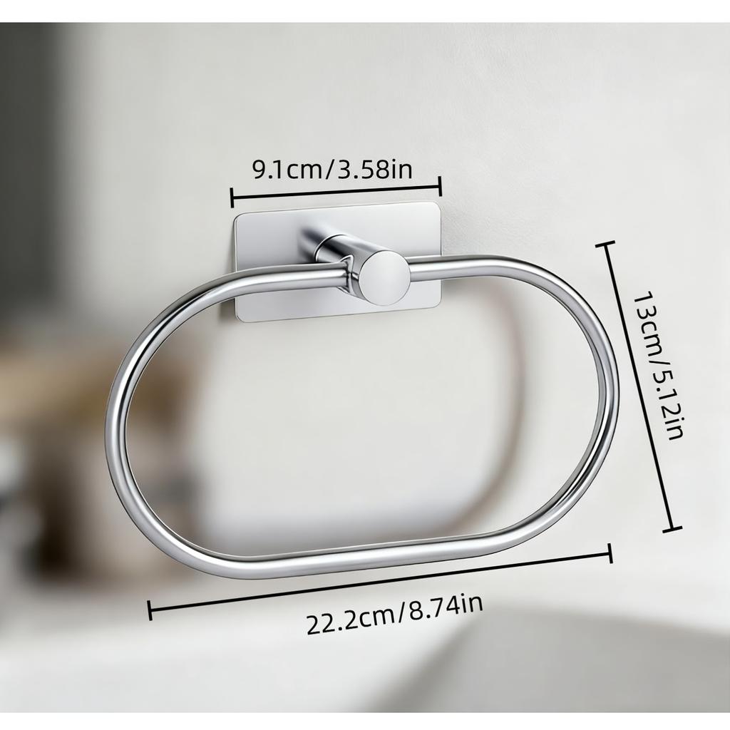 Stainless Steel Wall-Mounted Towel Rack with Strong Adhesive Back Space-Saving Modern Bathroom Organizer, No-Residue Installation, Towel Racks