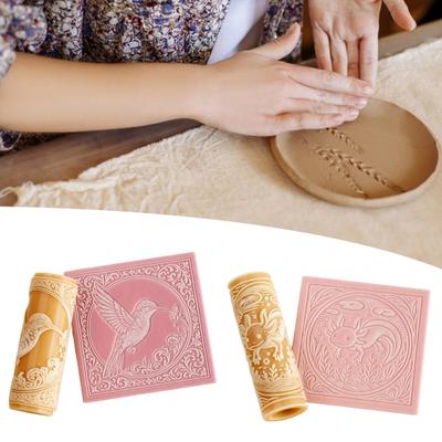 1/4 Peças Rolo de Argila Molde de Relevo Rolo de Massa Estampado Gravado de Alta Precisão Design de Lua Ferramenta de Cerâmica Artesanato DIY