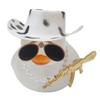 Duck Ornament Squeaky Car Dashboard Decoration Set Funny Yellow Duck Figure with Cowboy Hat Sunglasses Golden Chain Decor