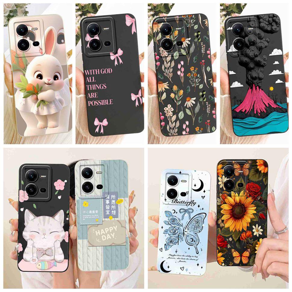 For Vivo V25 5G Case Silicone Soft Shockproof Cat Cartoon Pattern Phone Casing For VivoV25 V 25 V25 V2202 Case Back Cover