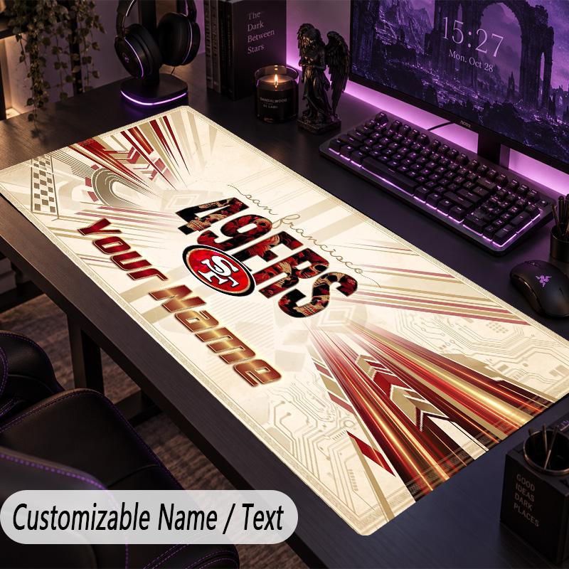 Large Mouse PadSan Francisco 49ers Custom Name Text Personalized Desk Mat Non Slip Gaming Pad