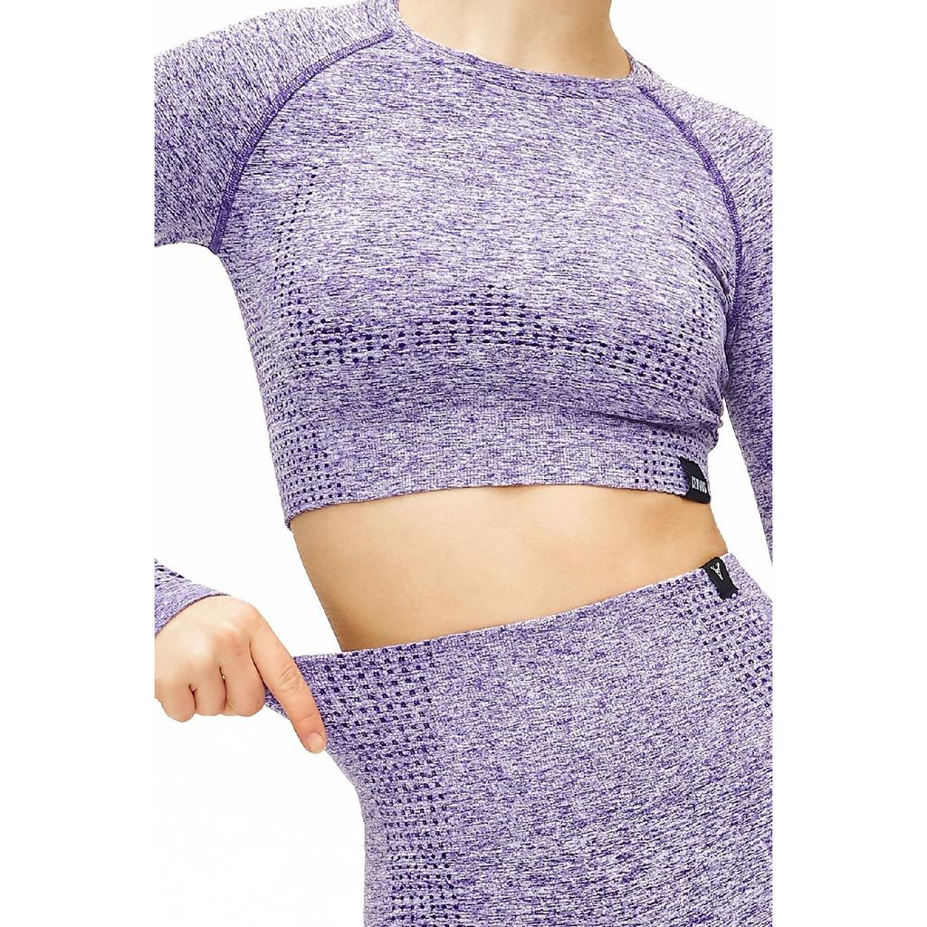 Seamless High Waist / Seamles Gathering Bottom Top Set Leggings And Long Sleeve Bustier S-1905