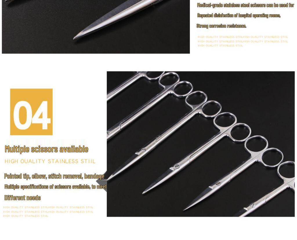 Stainless Steel Surgical & Teaching Dissection Scissors - Straight/Round Cutting & Gauze Scissors