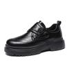 Moda Novos Sapatos Masculinos de Cano Baixo Estilo Britânico Formal de Negócios Sapatos Derby Fivela Giratória Cor Sólida Plataforma Masculino Casual Sapatos de Couro