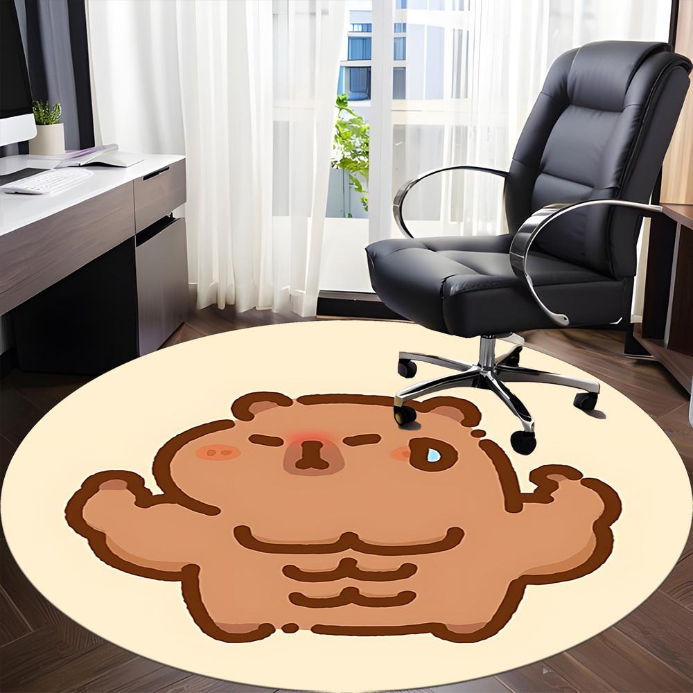 1pc Cartoon Capybara Print Chair Carpet for Office, Soft Flannel Throw Mat, Perfect for Office,Holiday Party Decoration Choice Yy251113159