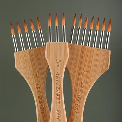1pcs New Multi Toothed Comb Wooden Flat Head Round Head Art Watercolor Acrylic Brush Nylon Wool Art Stationery
