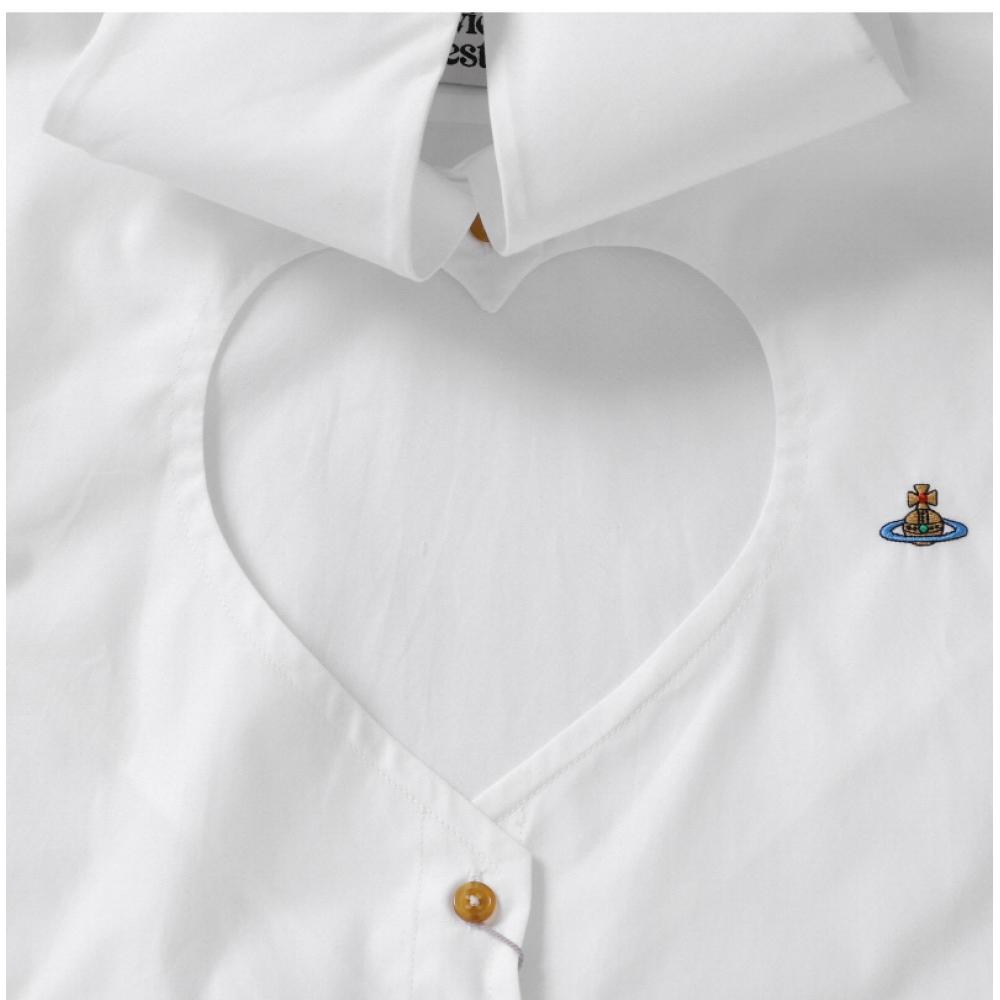 Vivienne WeStwood 1501005u W009q A401 Orb Logo Embroidery Heart Cut Off Crop Women S Shirt