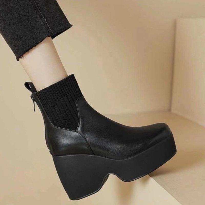 Fashion Small and Platform Women's Stretch Skinny Boots 2025 New Autumn and Winter Wool Super High Heel Booties