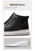 Men's Mid-Top Round Toe Lace-Up Leather Casual Shoes with Height Boost