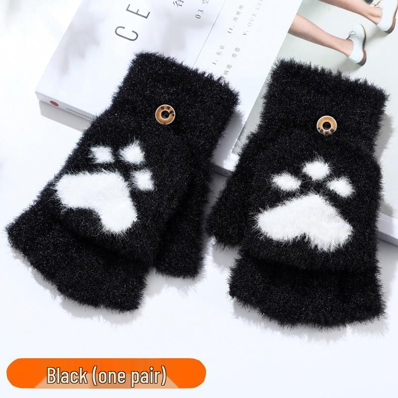 Knitted Wool Plush Touchscreen Cycling Gloves - Warm, Non-Slip, Breathable, Windproof, and Wear-Resistant for Winter Outdoor Use