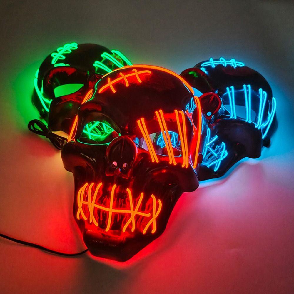 PP Full Face Mask Headwear Costume Props Funny Skull Glowing Mask  Christmas