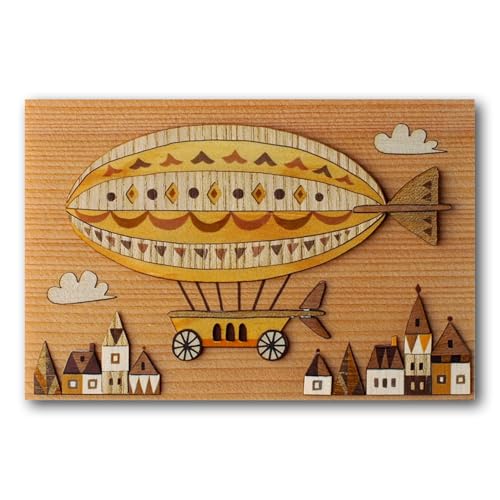 KINOWA "Airship" Wood-Paper-Art Original Handmade Kit Vehicle Made in Japan