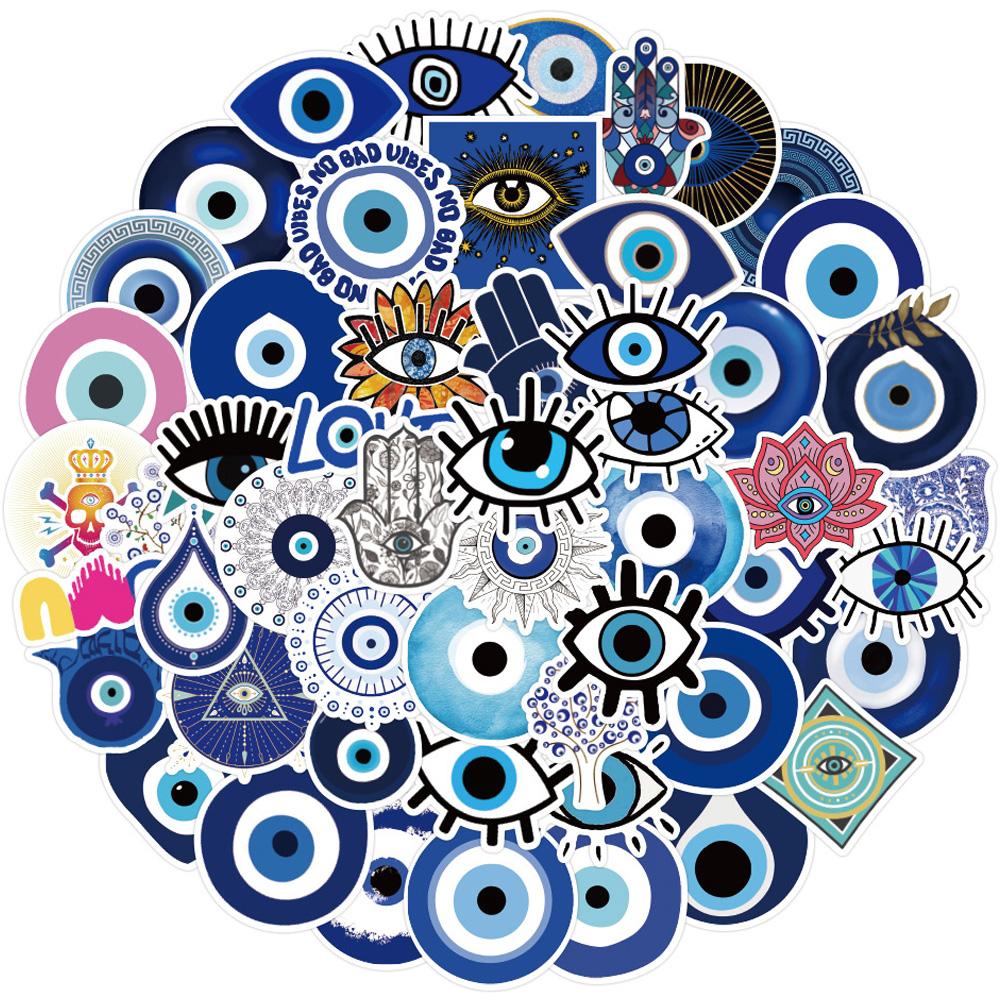 10/30/50pcs Cool Turkish Evil Eye Stickers Cartoon Graffiti Decal Toy DIY Skateboard Phone Notebook Aesthetic Waterproof Sticker