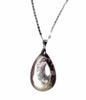 [Malline] Natural Stone Necklace Pendant Lepidolite (Bicolor) Light Purple, Pink Large Drop  Sterling Silver 925 Necklace, 45cm Chain, Made In Japan