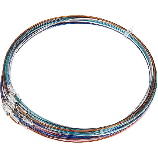 UNICRAFTALE 8 Colors 64pcs 17.5inch Stainless Steel Necklace Wire Cord Choker Chain with Brass Screw Clasp Wire Necklace Chains Wire Necklace Cord